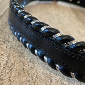 Justin Black Leather Western Belt with Silver Whipstitch USA Cowhide Cowgirl